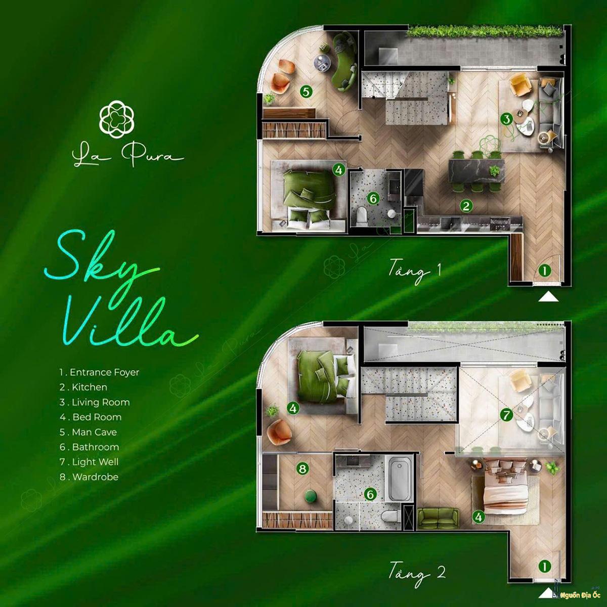 Layout căn hộ Sky Villa La Pura
