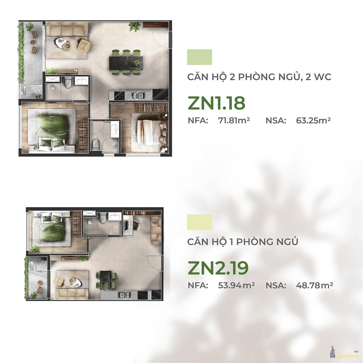 Layout căn hộ La Pura 1&2PN