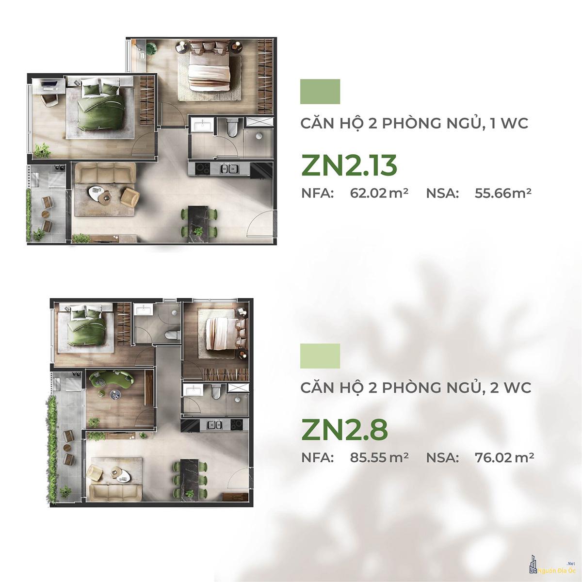 Layout căn hộ La Pura 2&3PN