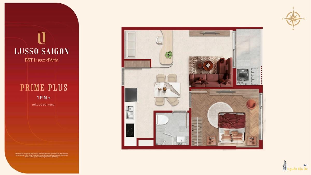 Layout căn hộ Lusso D'Arte 1PN+