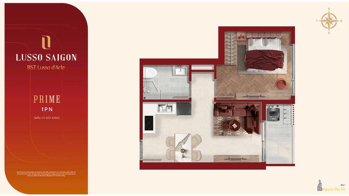 Layout căn hộ 1PN Lusso D'Arte