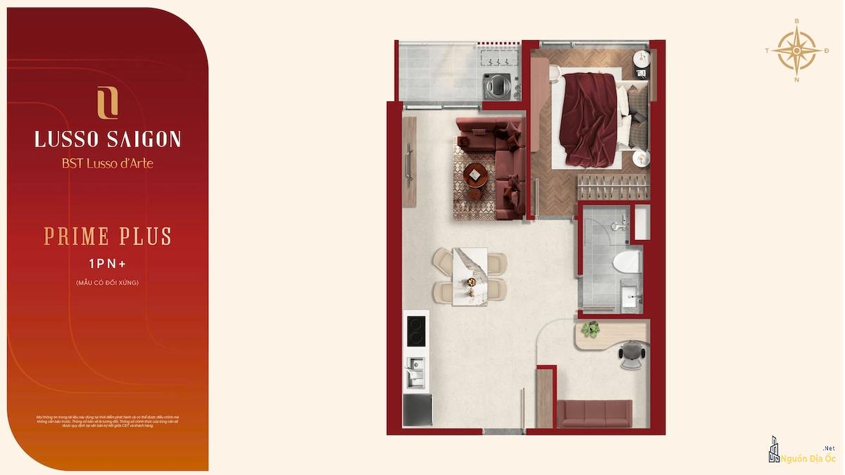 Layout căn hộ Lusso D'Arte 1PN+