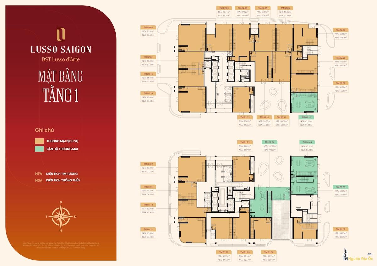 Mặt bằng Lusso D'Arte La Pura tầng 1