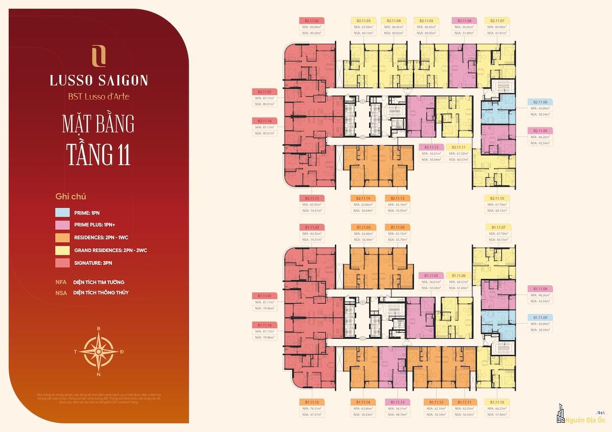 Mặt bằng Lusso D'Arte La Pura tầng 11