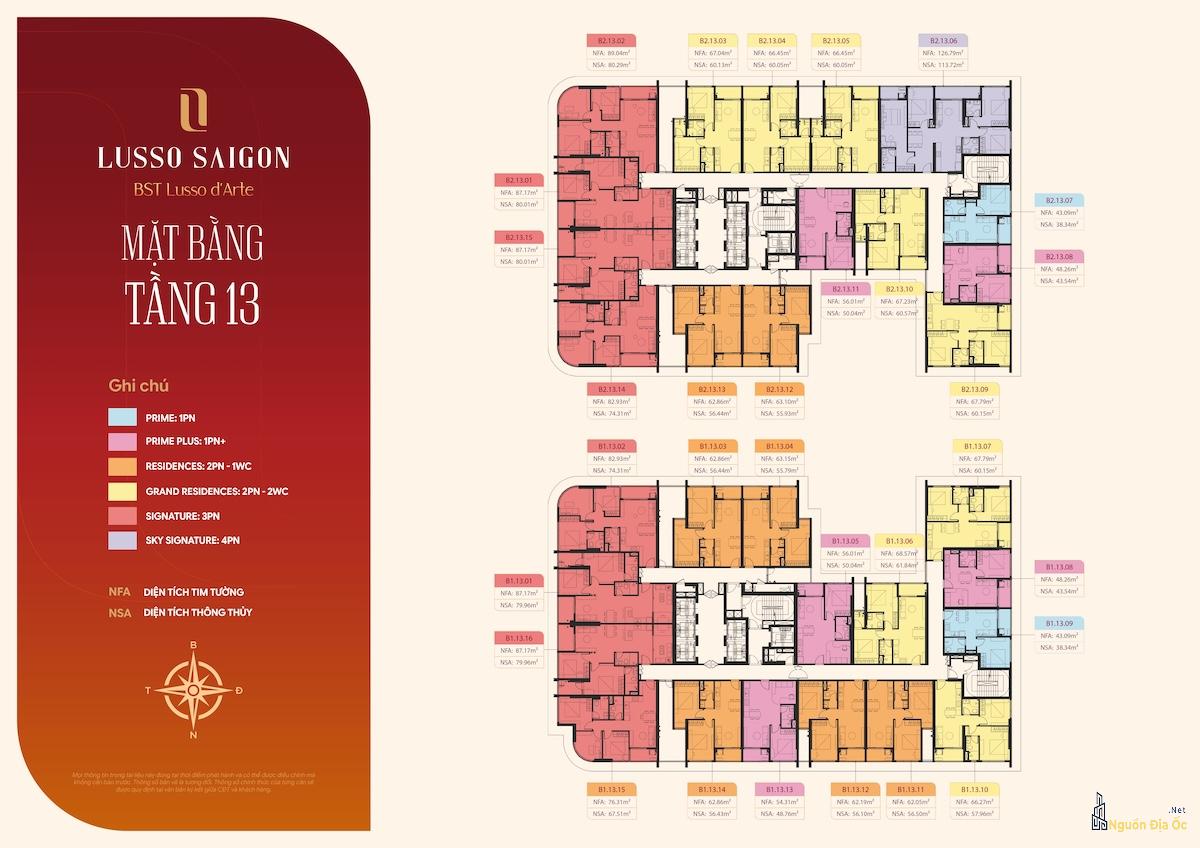 Mặt bằng Lusso D'Arte La Pura tầng 13