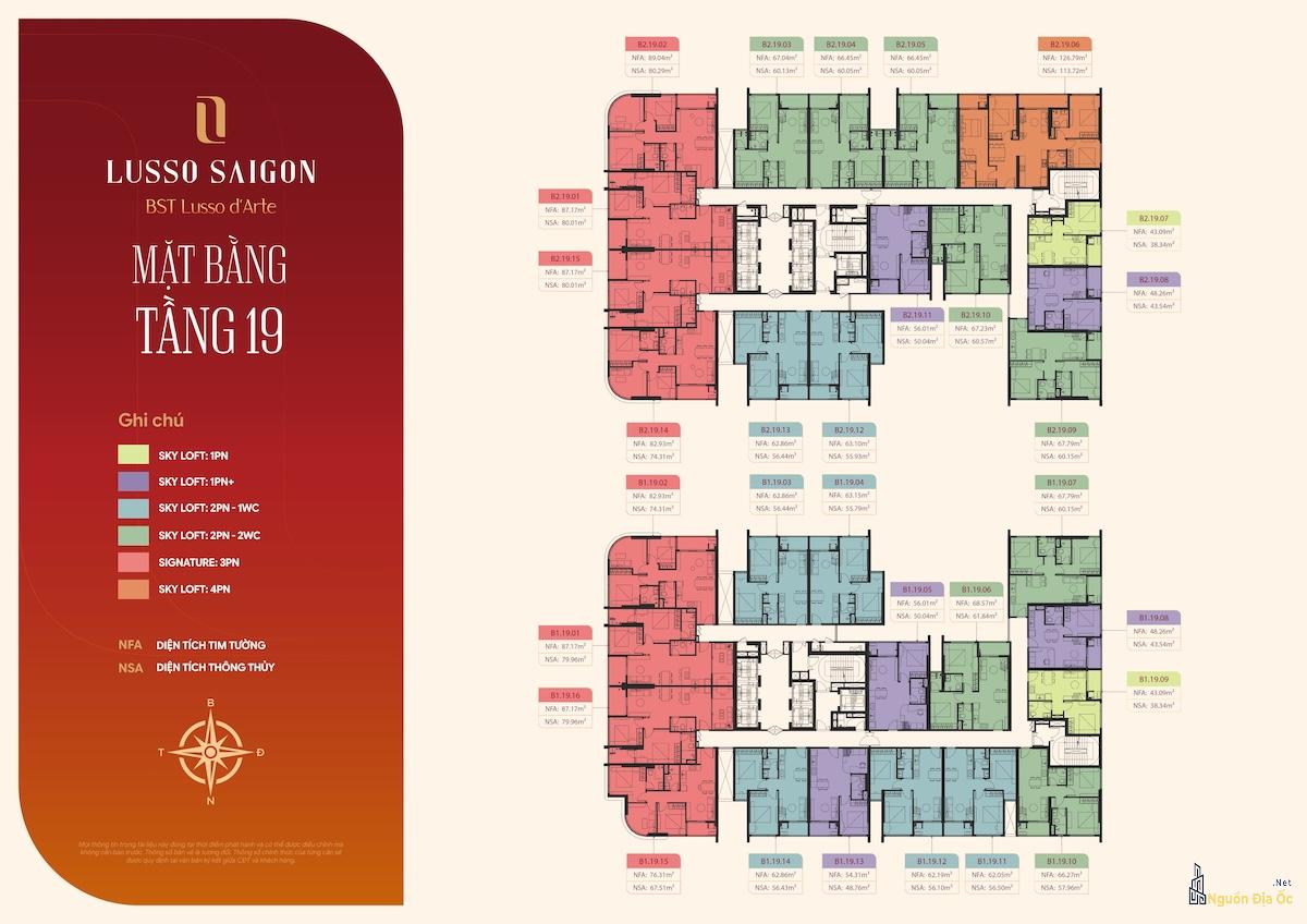 Mặt bằng Lusso D'Arte La Pura tầng 19