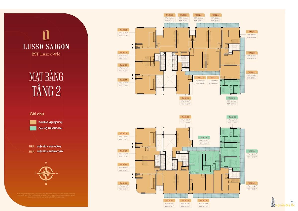 Mặt bằng Lusso D'Arte La Pura tầng 2