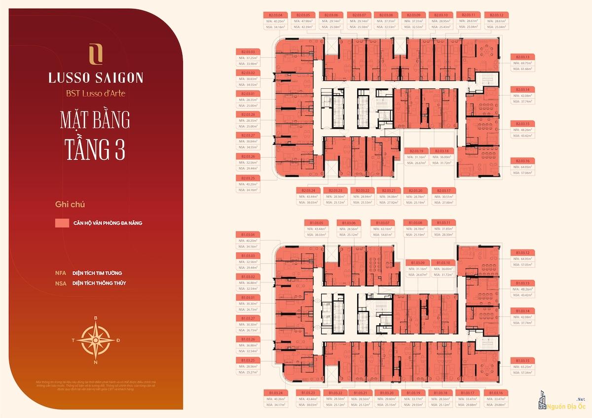 Mặt bằng Lusso D'Arte La Pura tầng 3