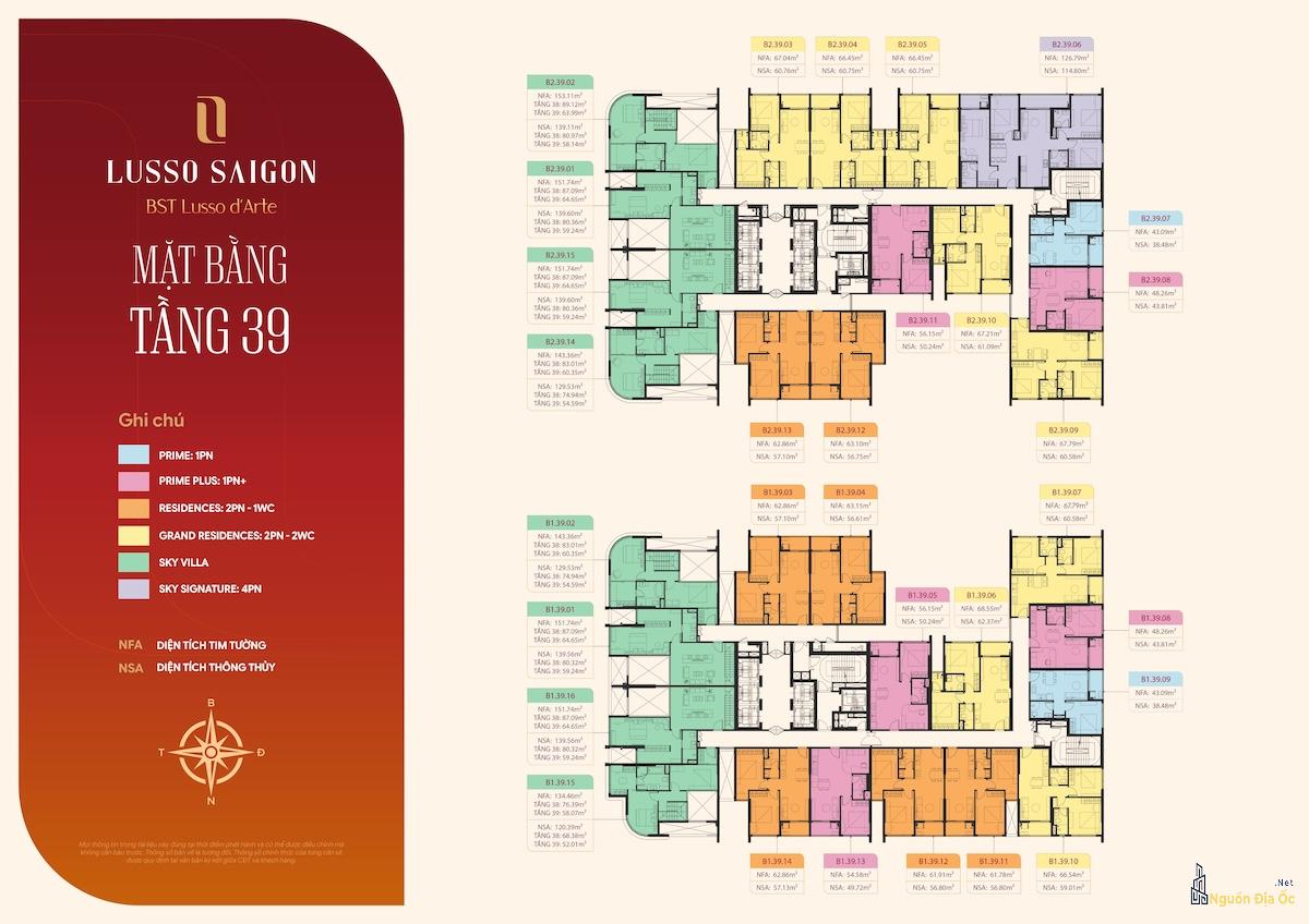 Mặt bằng Lusso D'Arte La Pura tầng 39