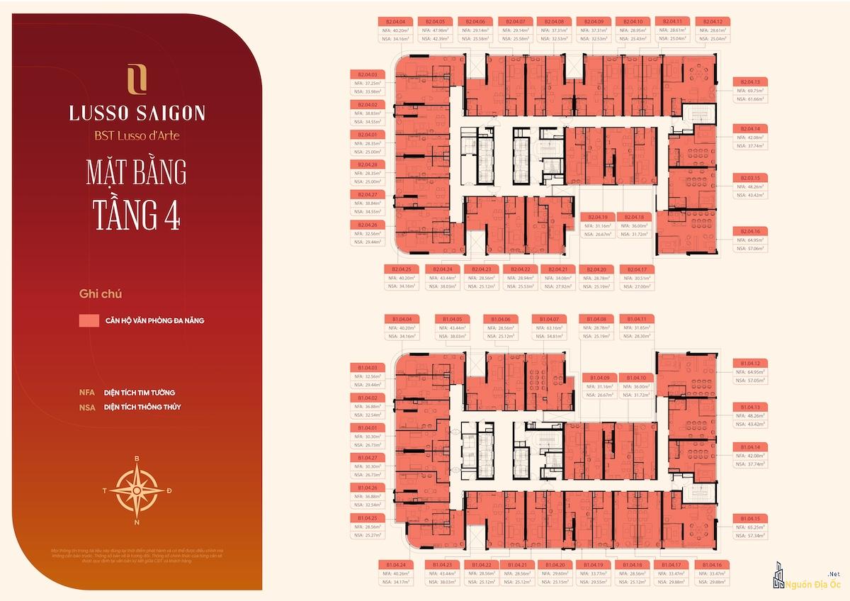 Mặt bằng Lusso D'Arte La Pura tầng 4