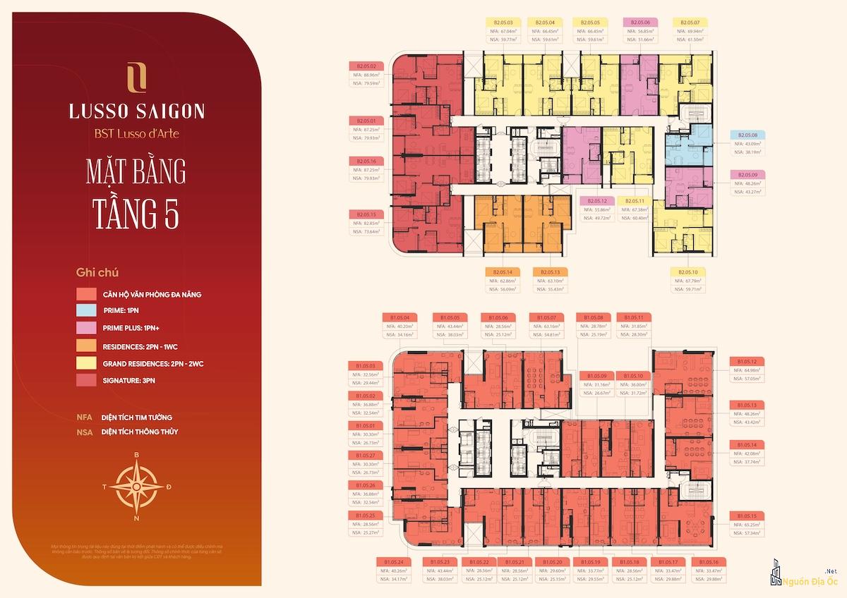 Mặt bằng Lusso D'Arte La Pura tầng 5