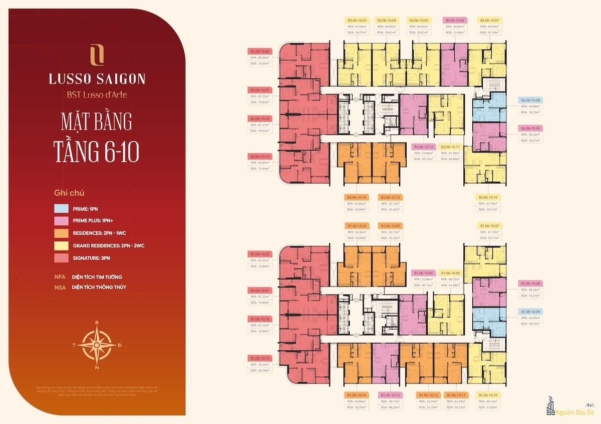 Mặt bằng Lusso D'Arte La Pura tầng 6-10