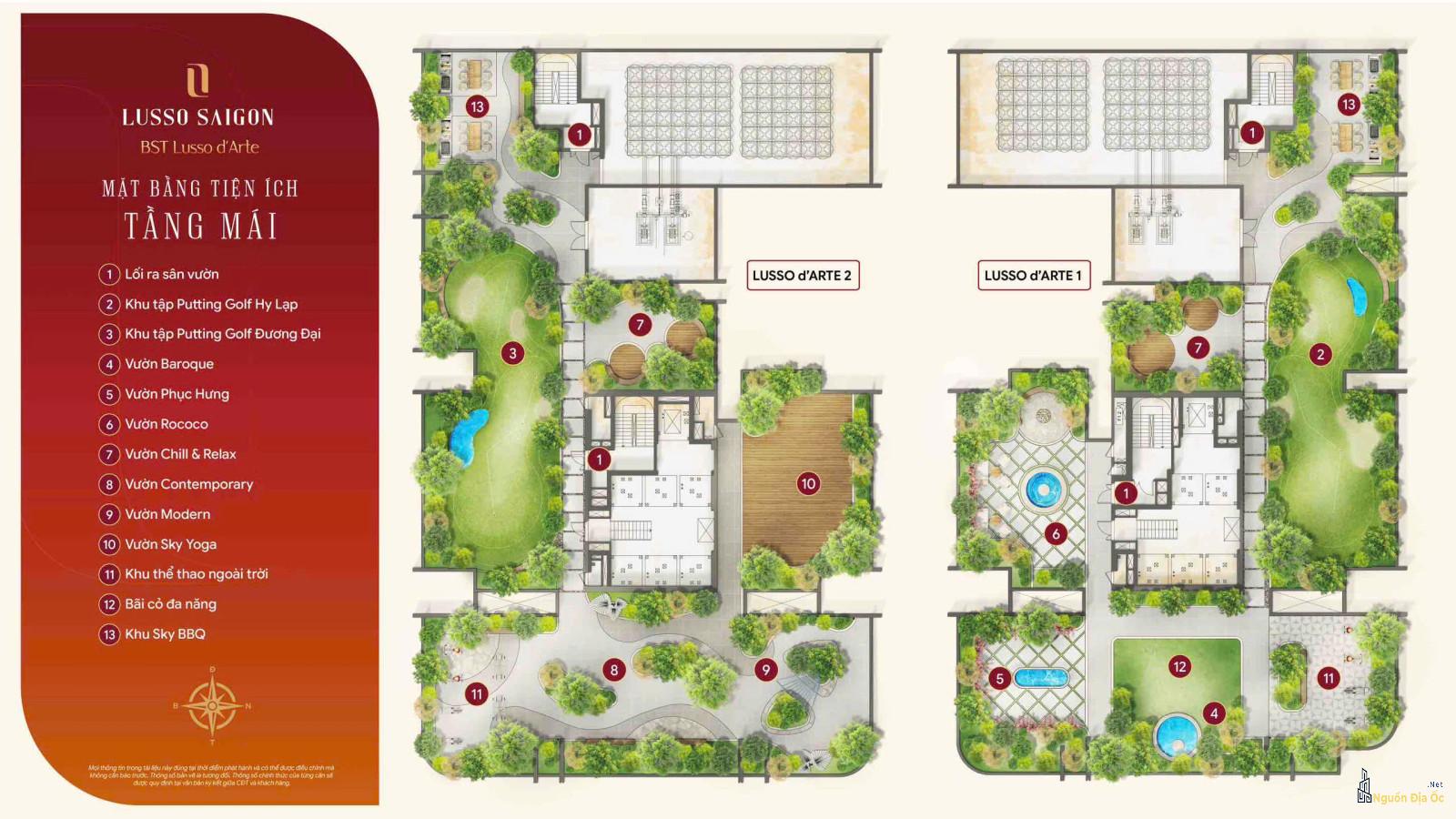 Mặt bằng Lusso D'Arte La Pura tầng mái