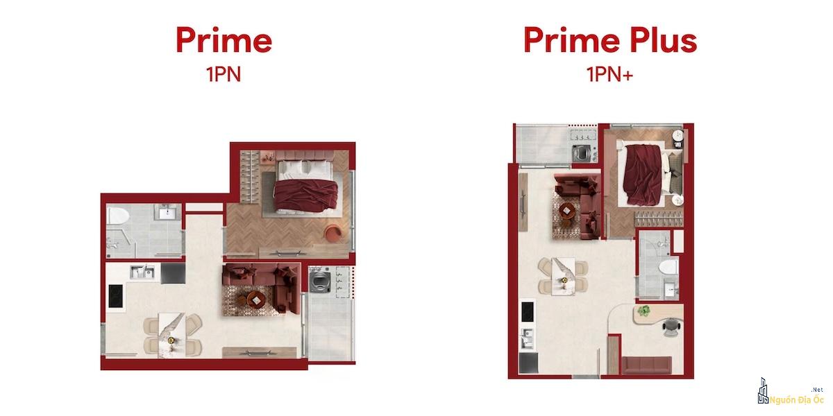 Layout căn hộ 1PN, 1PN+ Lusso D'Arte