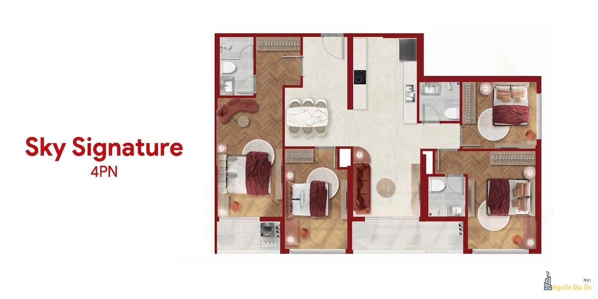 Layout căn hộ Sky Villa Lusso D'Arte