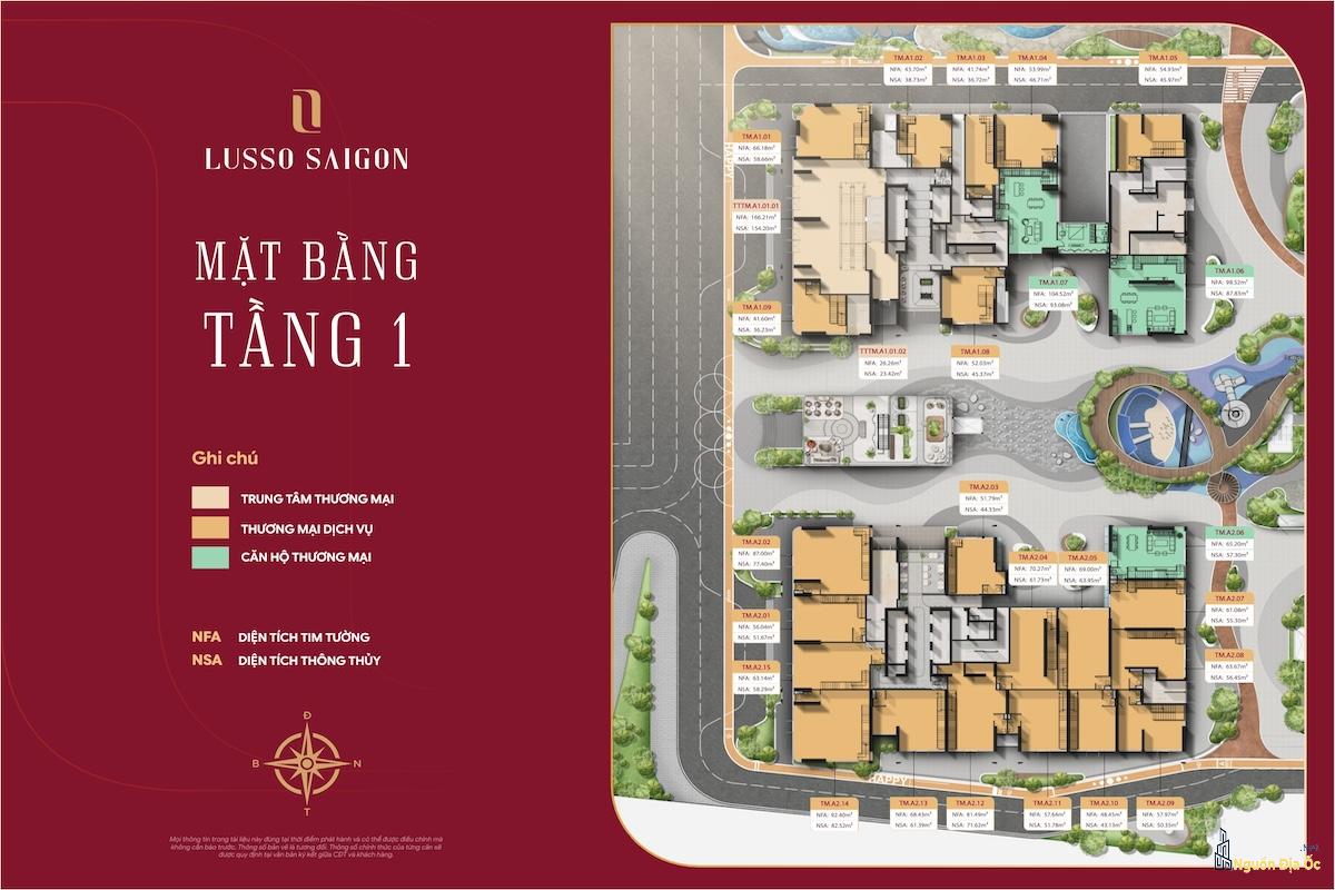 Mặt bằng Lusso Sài Gòn La Pura tầng 1