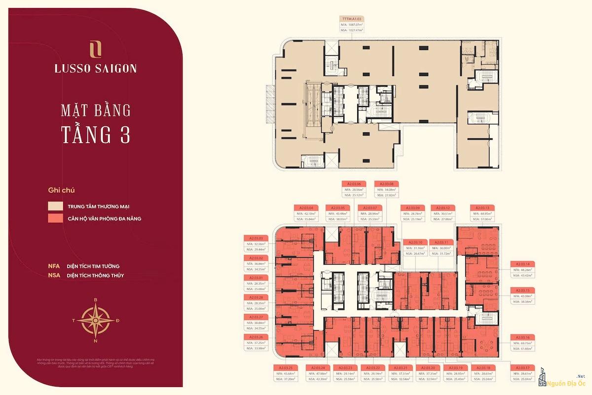 Mặt bằng Lusso Sài Gòn La Pura tầng 3