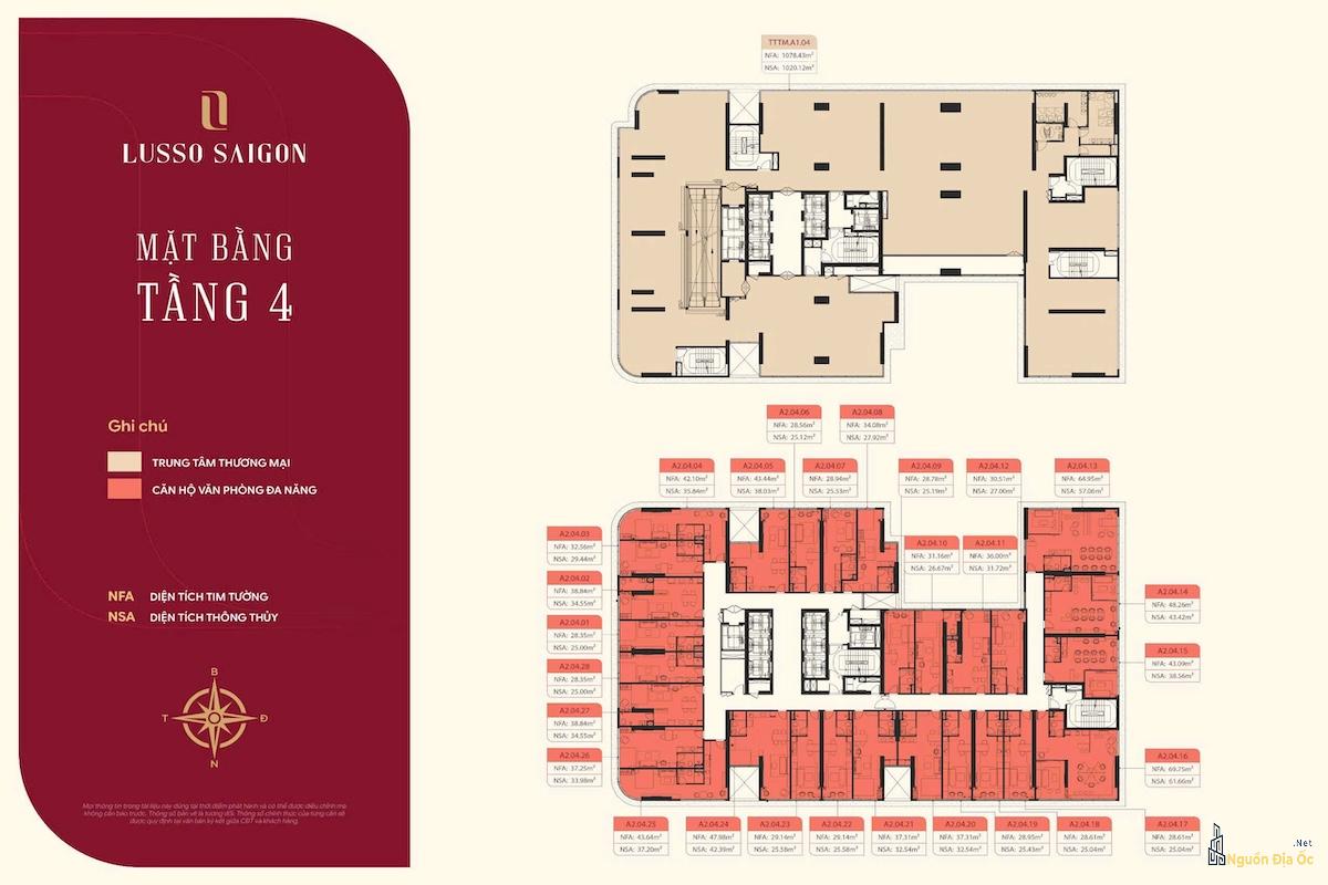 Mặt bằng Lusso Sài Gòn La Pura tầng 4