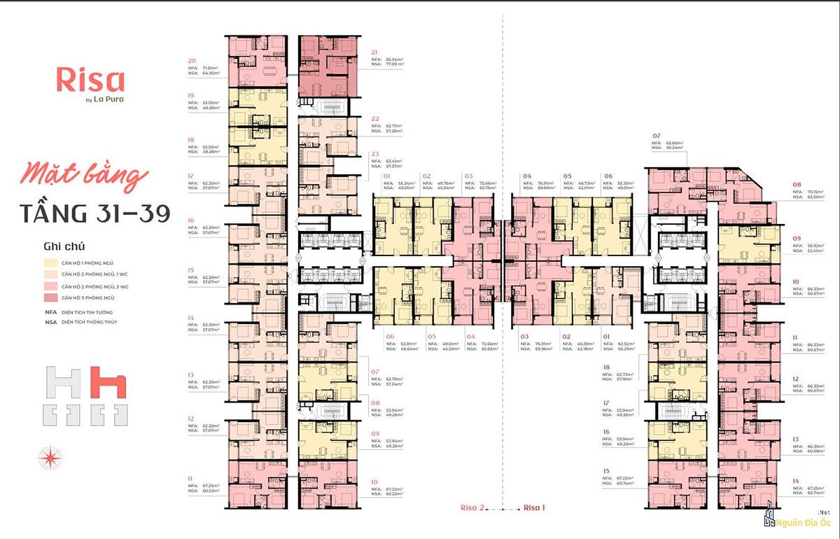 Mặt bằng Risa La Pura tầng 31 - 39