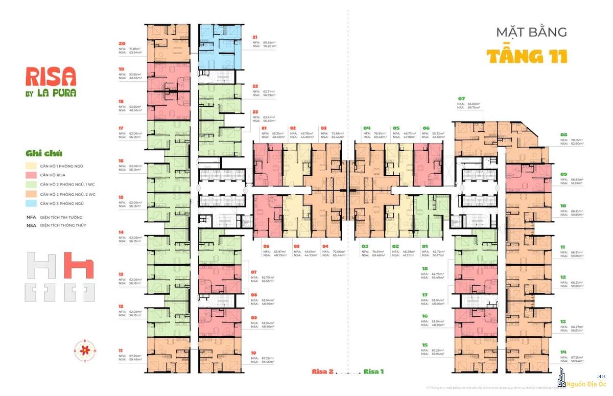 Mặt bằng Risa La Pura tầng 11