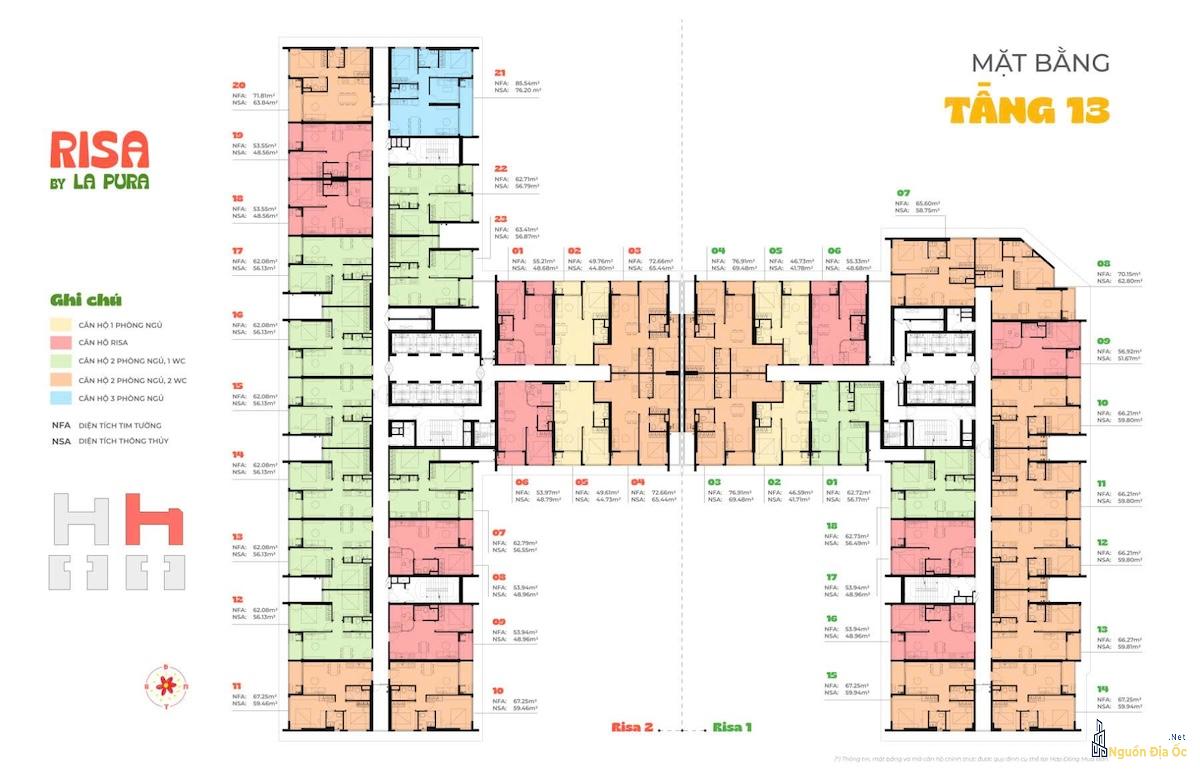 Mặt bằng Risa La Pura tầng 13