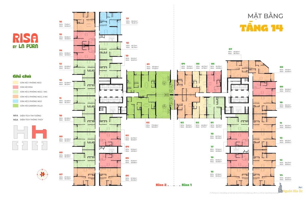 Mặt bằng Risa La Pura tầng 14