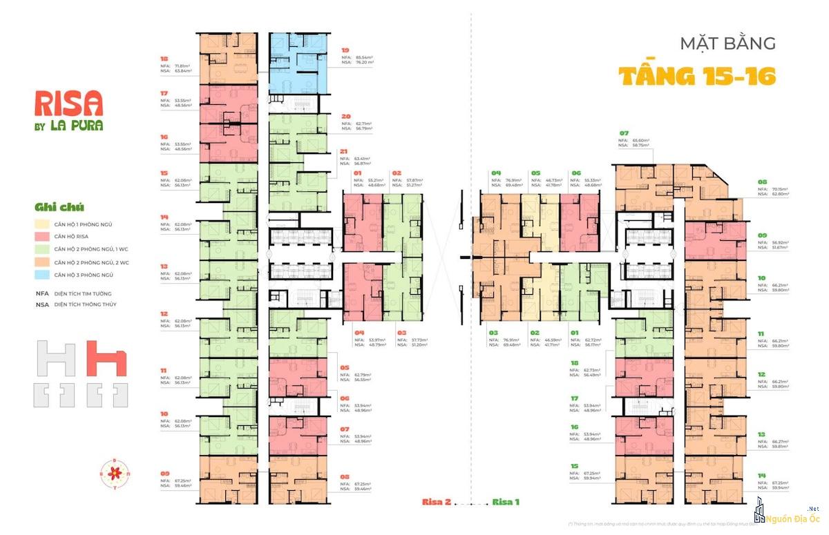 Mặt bằng Risa La Pura tầng 15 - 16