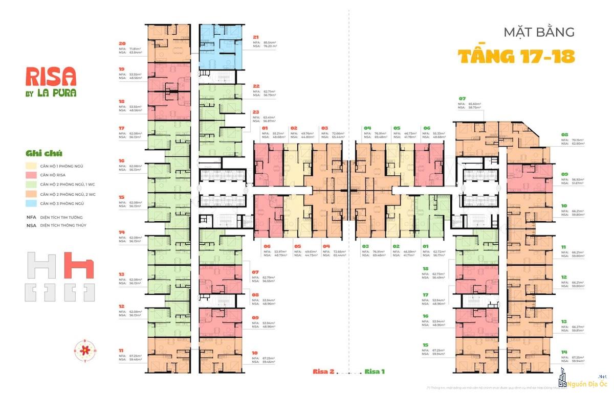Mặt bằng Risa La Pura tầng 17 - 18