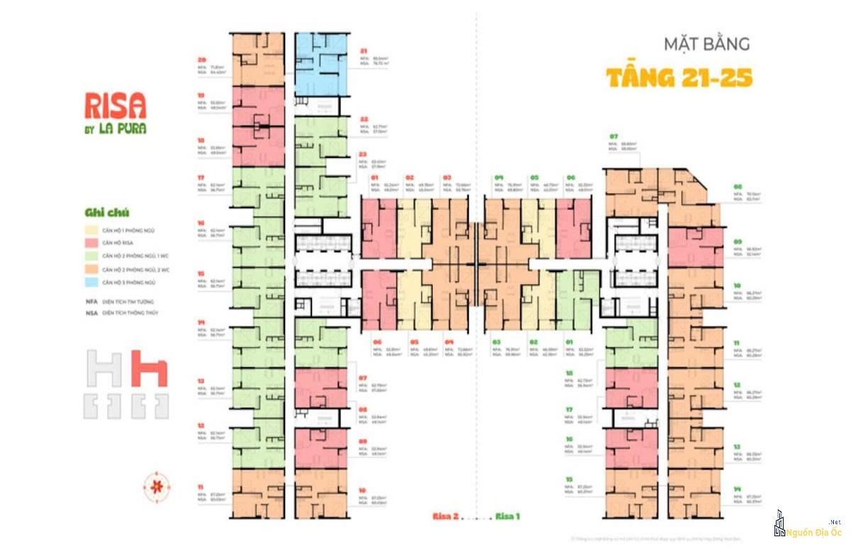 Mặt bằng Risa La Pura tầng 21-25