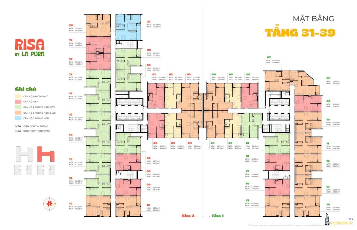Mặt bằng Risa La Pura tầng 31 - 39