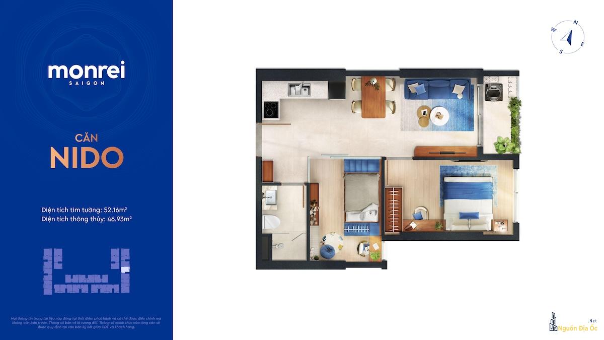 Layout căn hộ Monrei SaiGon 1PN+