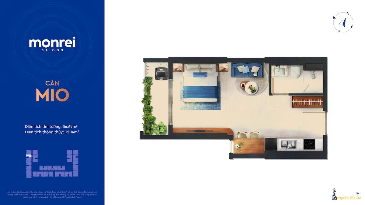 Layout căn hộ Monrei SaiGon 1PN