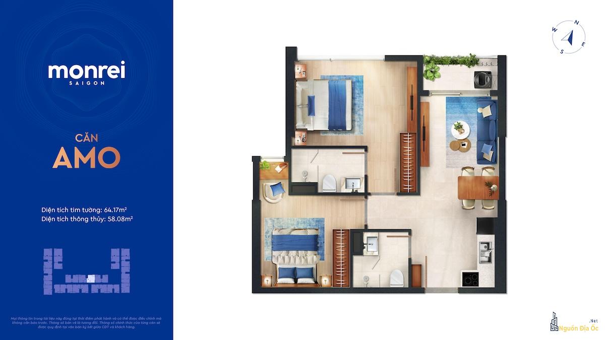 Layout căn hộ Monrei SaiGon 2PN