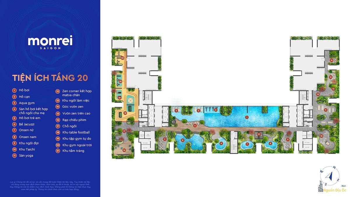 Mặt bằng tiện ích Tháp Onsen Monrei SaiGon tầng 20