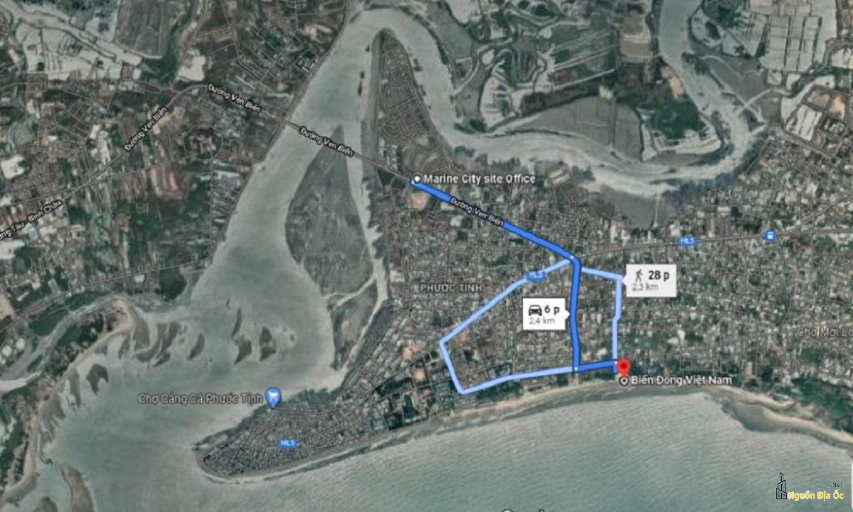 Bản đồ Marine City cách bãi tắm biển