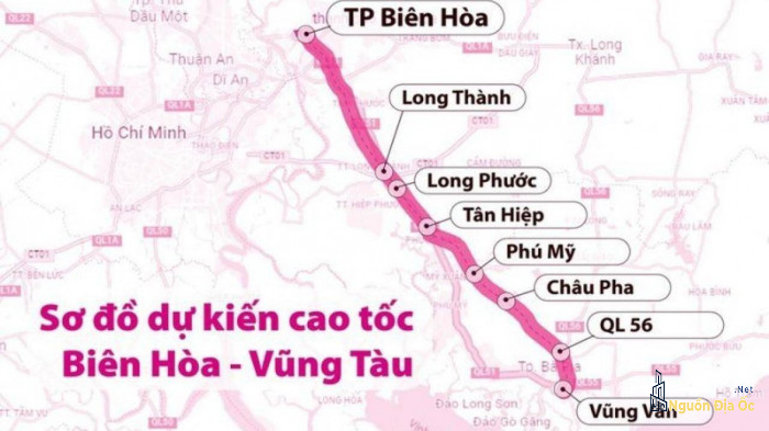 Sơ đồ đường cao tốc Biên Hòa-Vũng Tàu 