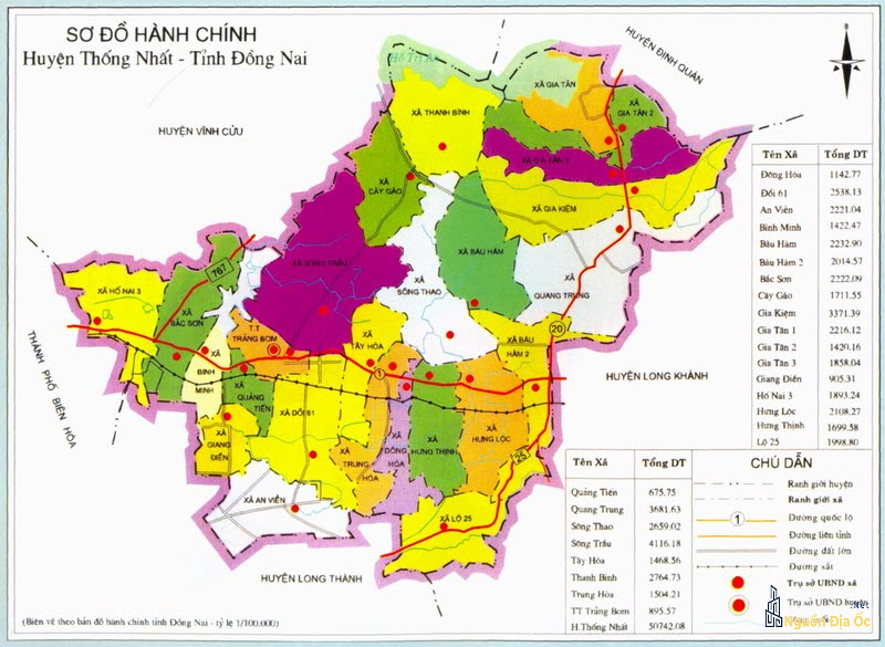 Bản đồ huyện Thống Nhất, Đồng Nai