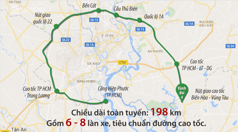 Vành đai 4 Tp Hồ Chí Minh đi qua Bà Rịa - Vũng Tàu