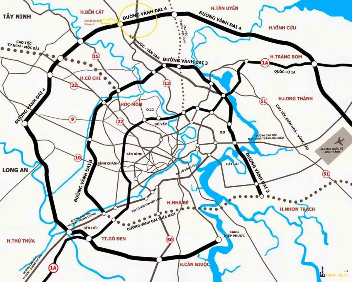 Sơ đồ Đường vành Đai 4 Tp Hồ Chí Minh