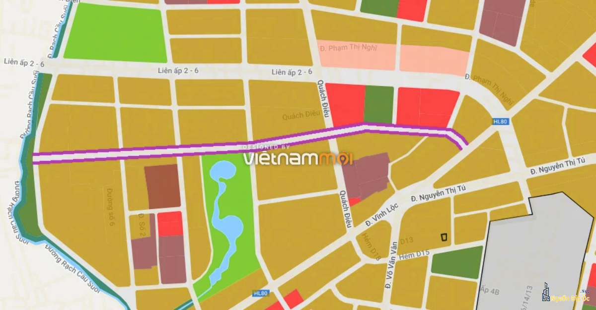 Đường đi qua trường TH Huỳnh Văn Bánh